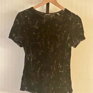 Vintage 90s Silk Velvet Bias Cut Paisley Burnout Tee Deadstock